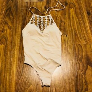 Women’s Tan Forever 21 One Piece Swimsuit Medium